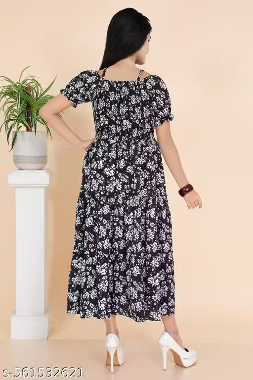women classic sqare nack & off shoulder fit & flare dresses