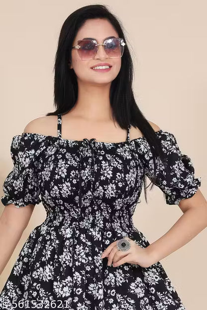 women classic sqare nack & off shoulder fit & flare dresses